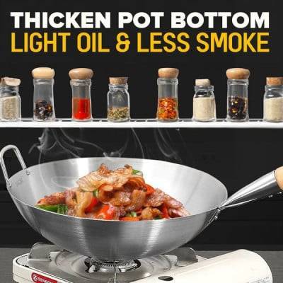 43 cm Wooden Handle premium SS Steel Pan