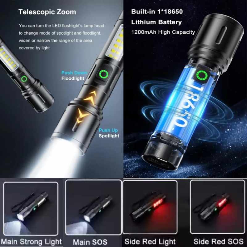 Long Range Led 2 in 1 Torch Light 8 inch