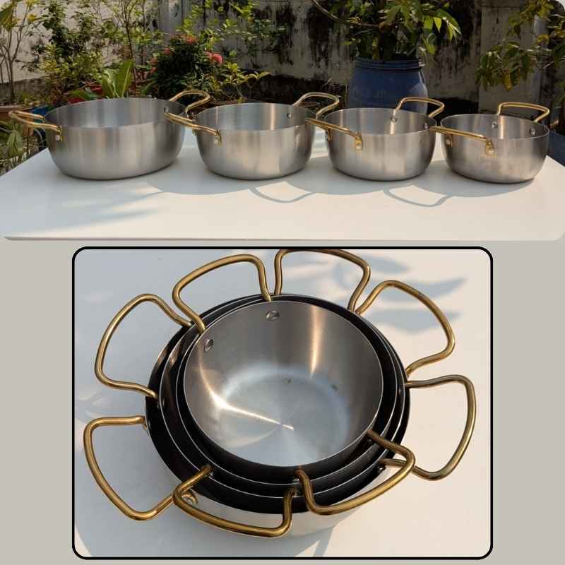 4 pes set  Silver Hammered Deep Cooking pan ko-sdcp-4