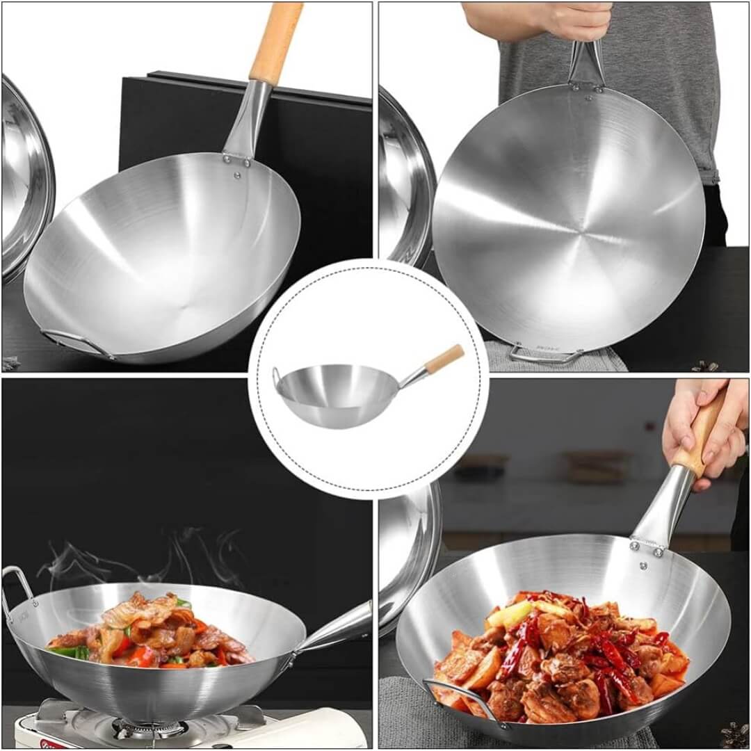 43 cm Wooden Handle premium SS Steel Pan