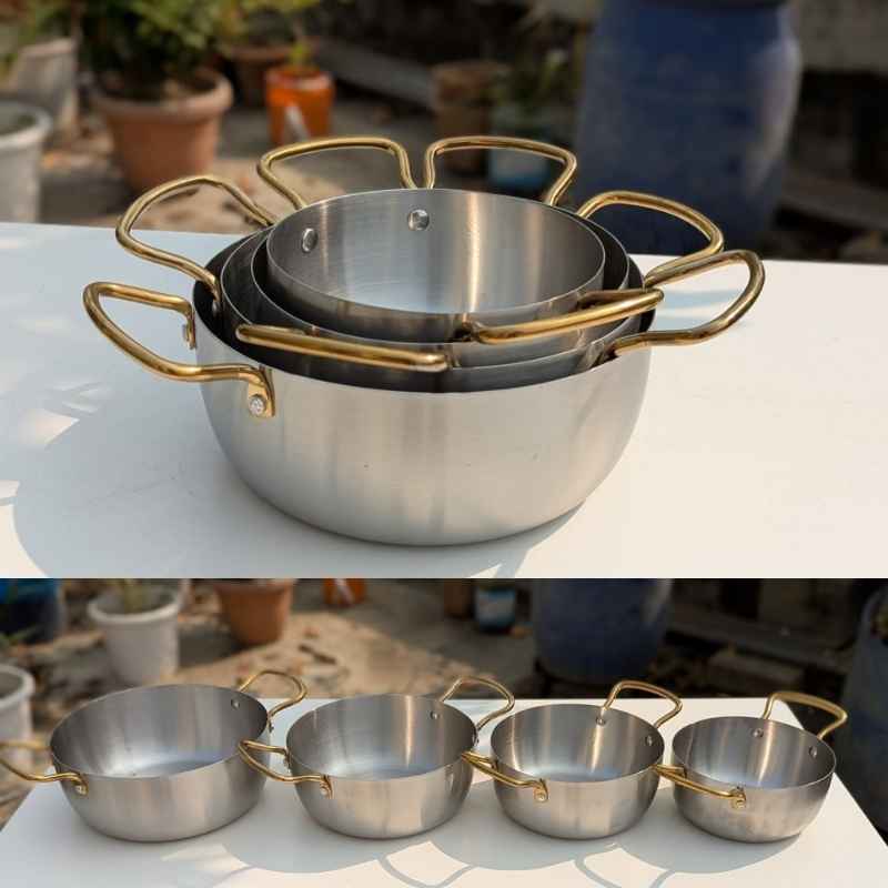 4 pes set  Silver Hammered Deep Cooking pan ko-sdcp-4