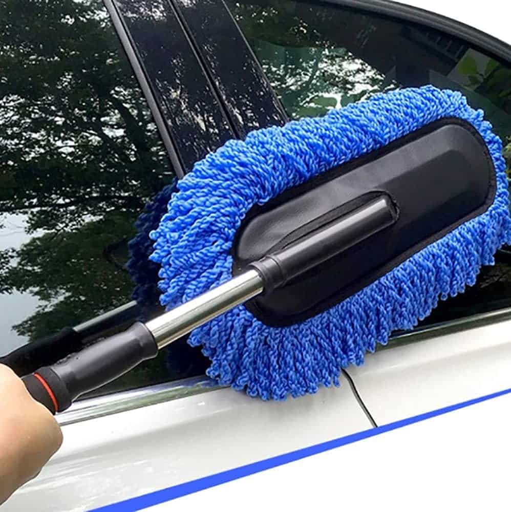 Microfiber car duster with long adjustable handle