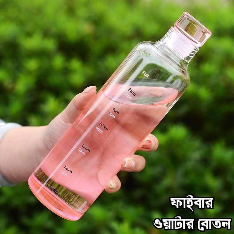 Transparent Water Bottle Pink color