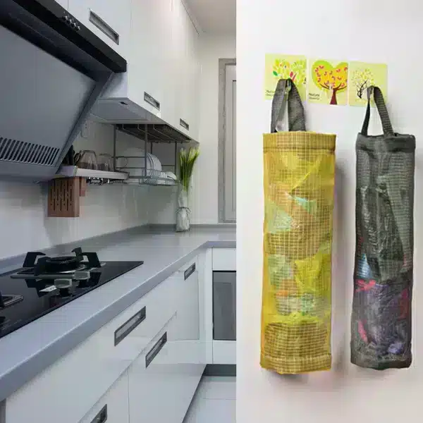 Hanging Folding Mesh Garbage Bag Organizer